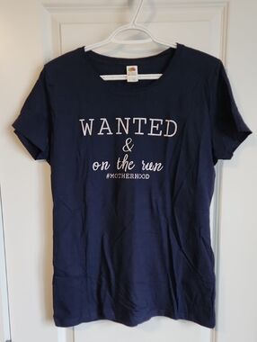 Navy "Wanted & on the run" Graphic Tee